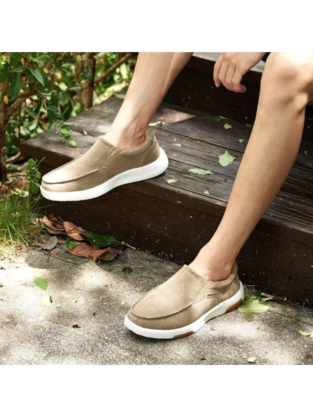OrthoComfoot Mens Camel Leather Slip On Loafer Comfortable Non-Slip Casual Shoes